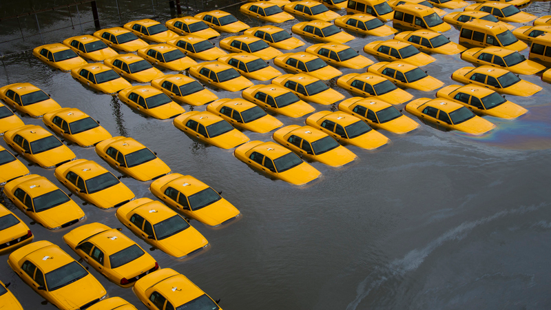 Illustration for article titled Flooded Taxis in Hoboken, New Jersey